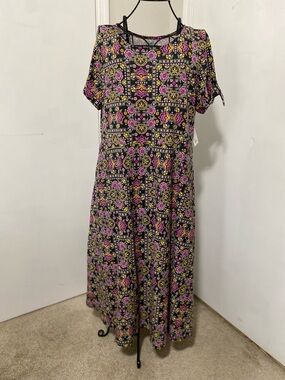 Croft & Barrow XXL Floral Print Tie Sleeve Midi Dress A-Line  Comfort Casual NWT